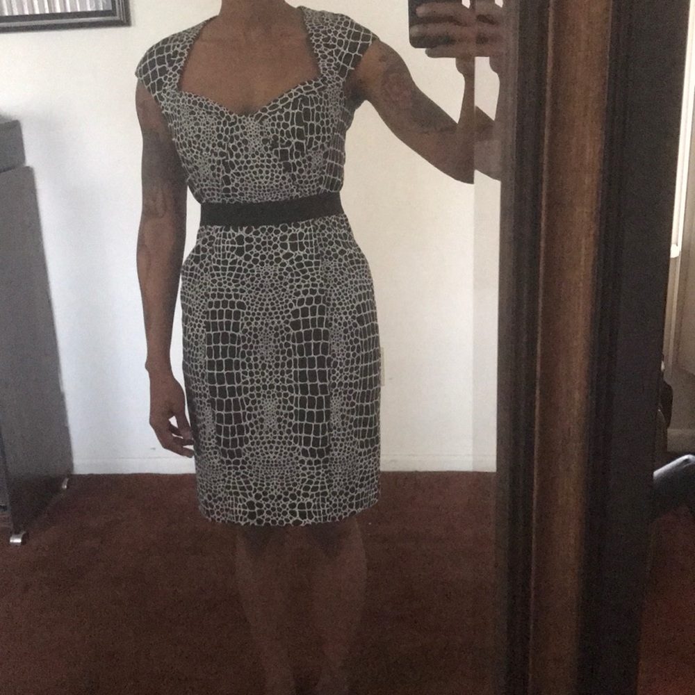 Betsy Johnson Black/White/Multi textured dress